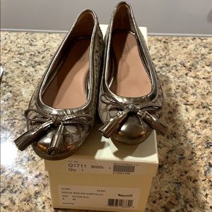 New Coach Sophia canvas/metallic flats